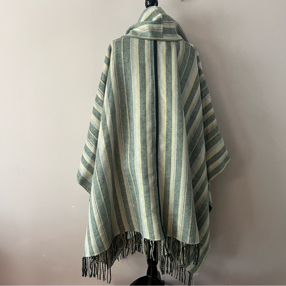 Jonathan Simkhai Striped Poncho in Green and Cream - Picture 8 of 13